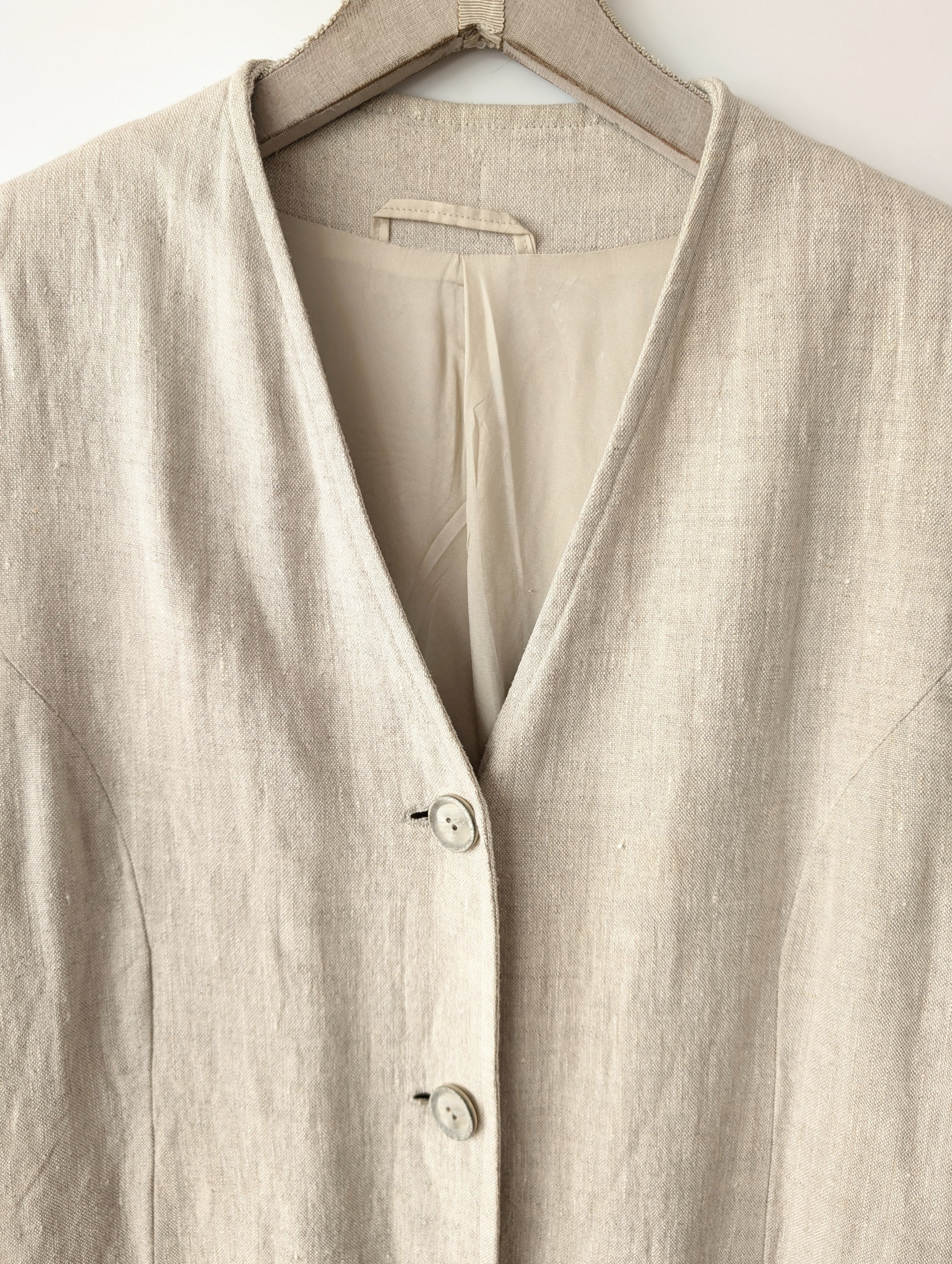 *Leinen* Mantel Maxi 90s Natur (M-L)