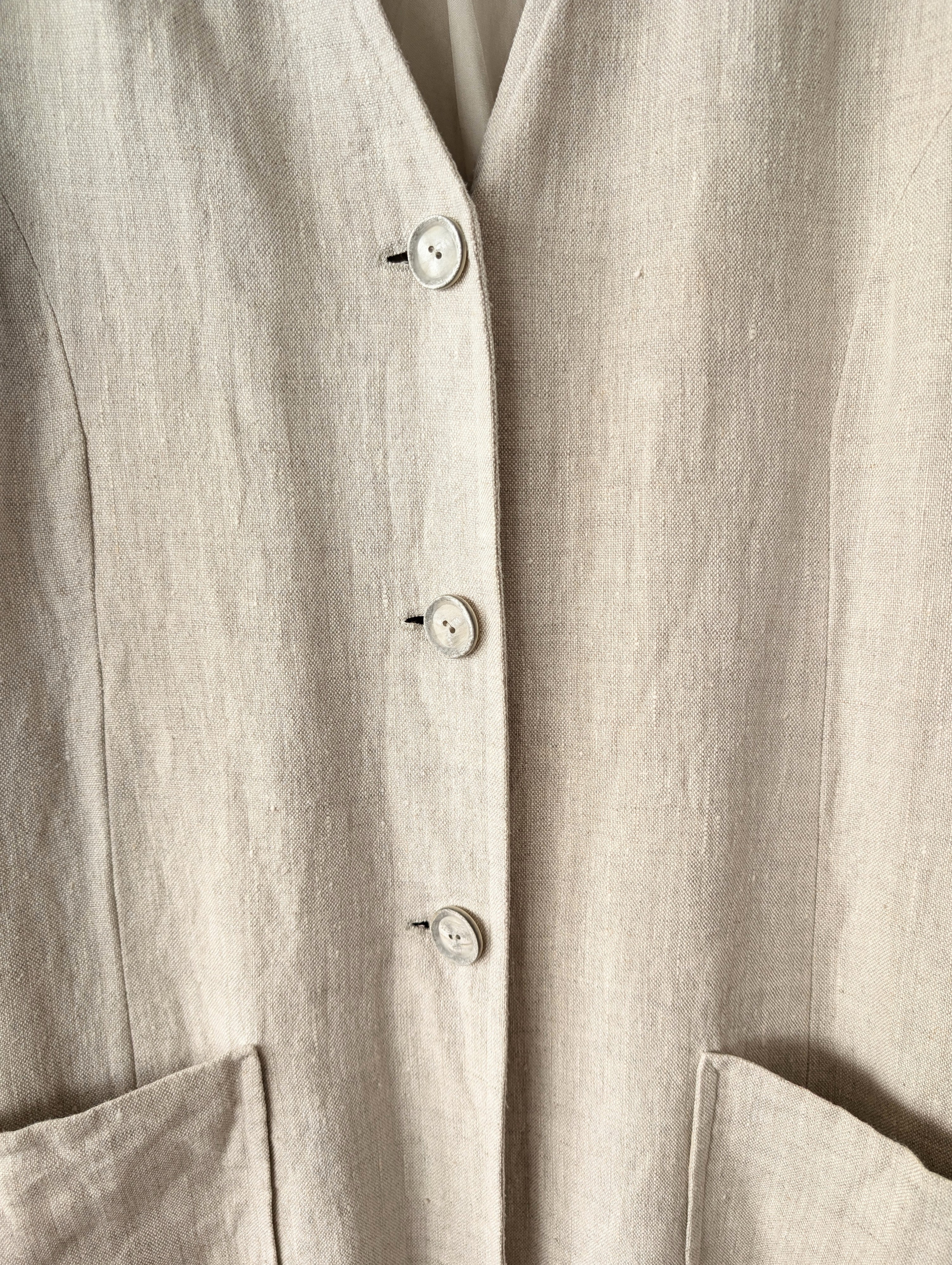 *Leinen* Mantel Maxi 90s Natur (M-L)