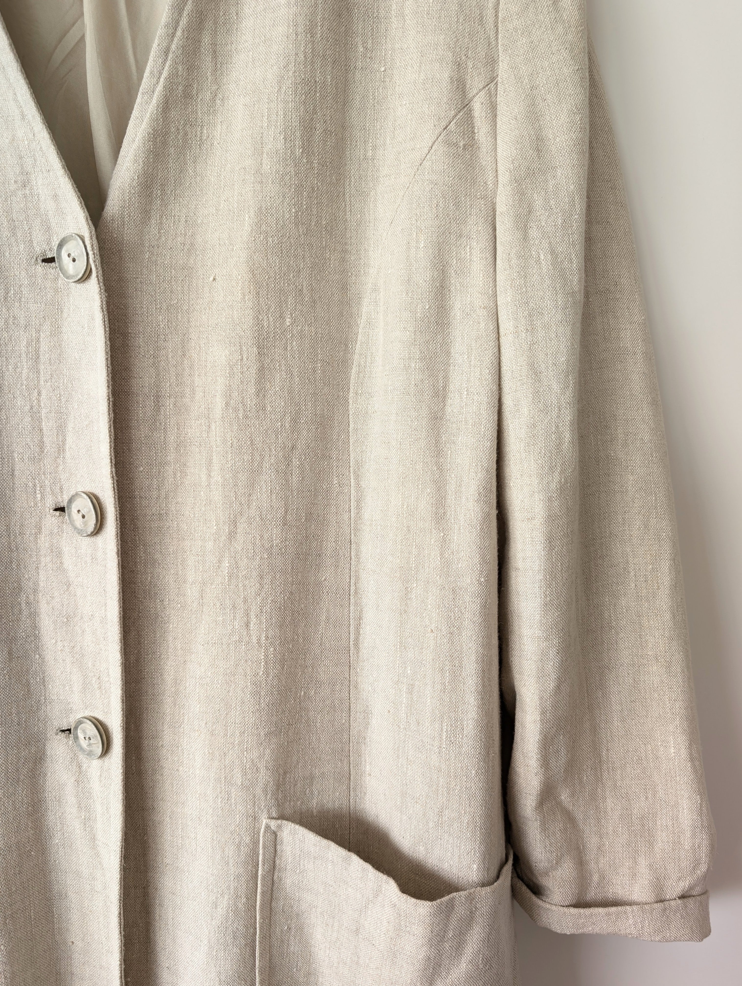 *Leinen* Mantel Maxi 90s Natur (M-L)