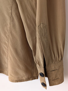 *Escada* Bluse Seide Basic Khaki Ballonärmel (S-M)