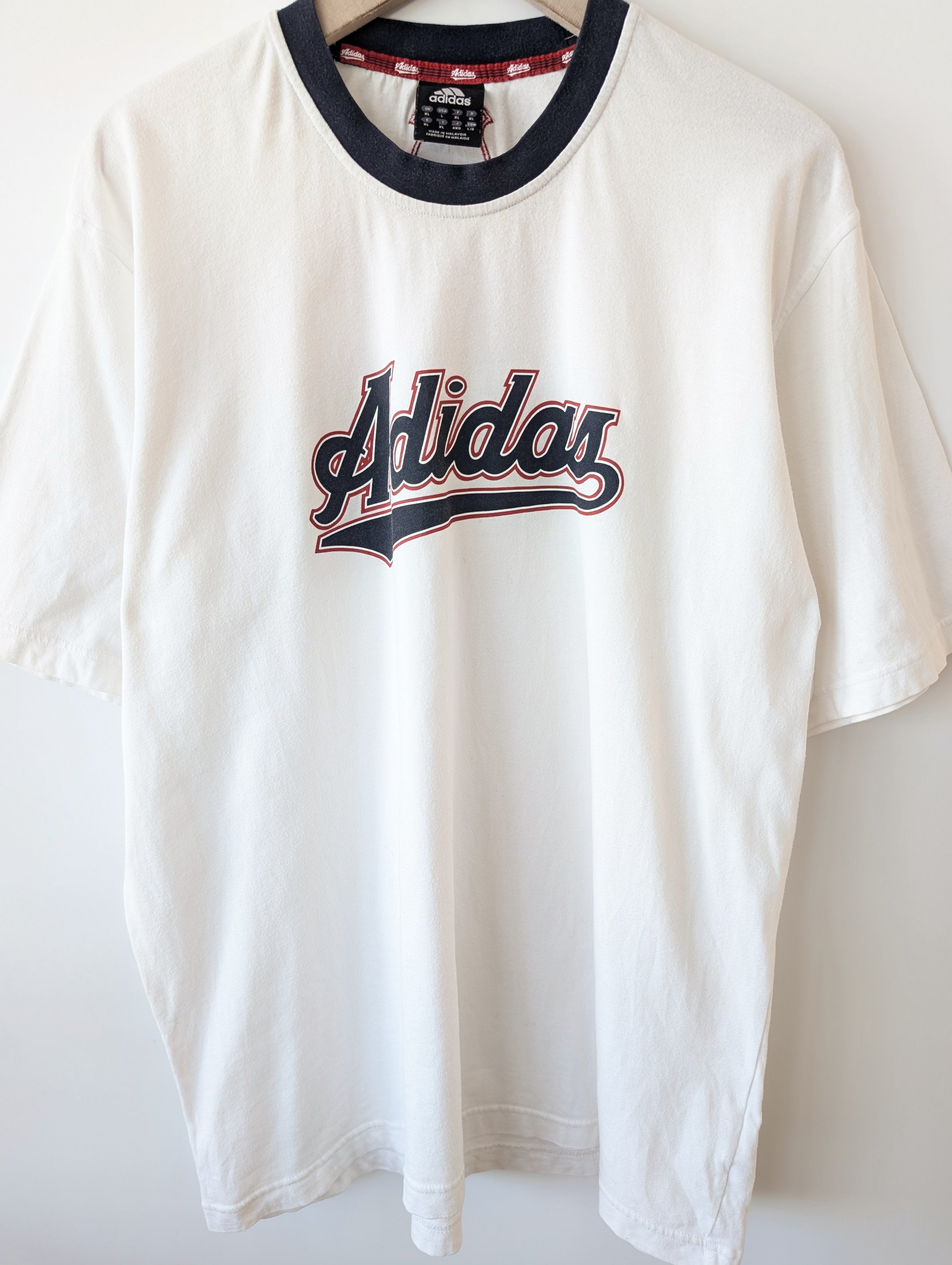 *Adidas* Shirt Y2K Logo Print Rot Blau (XL)