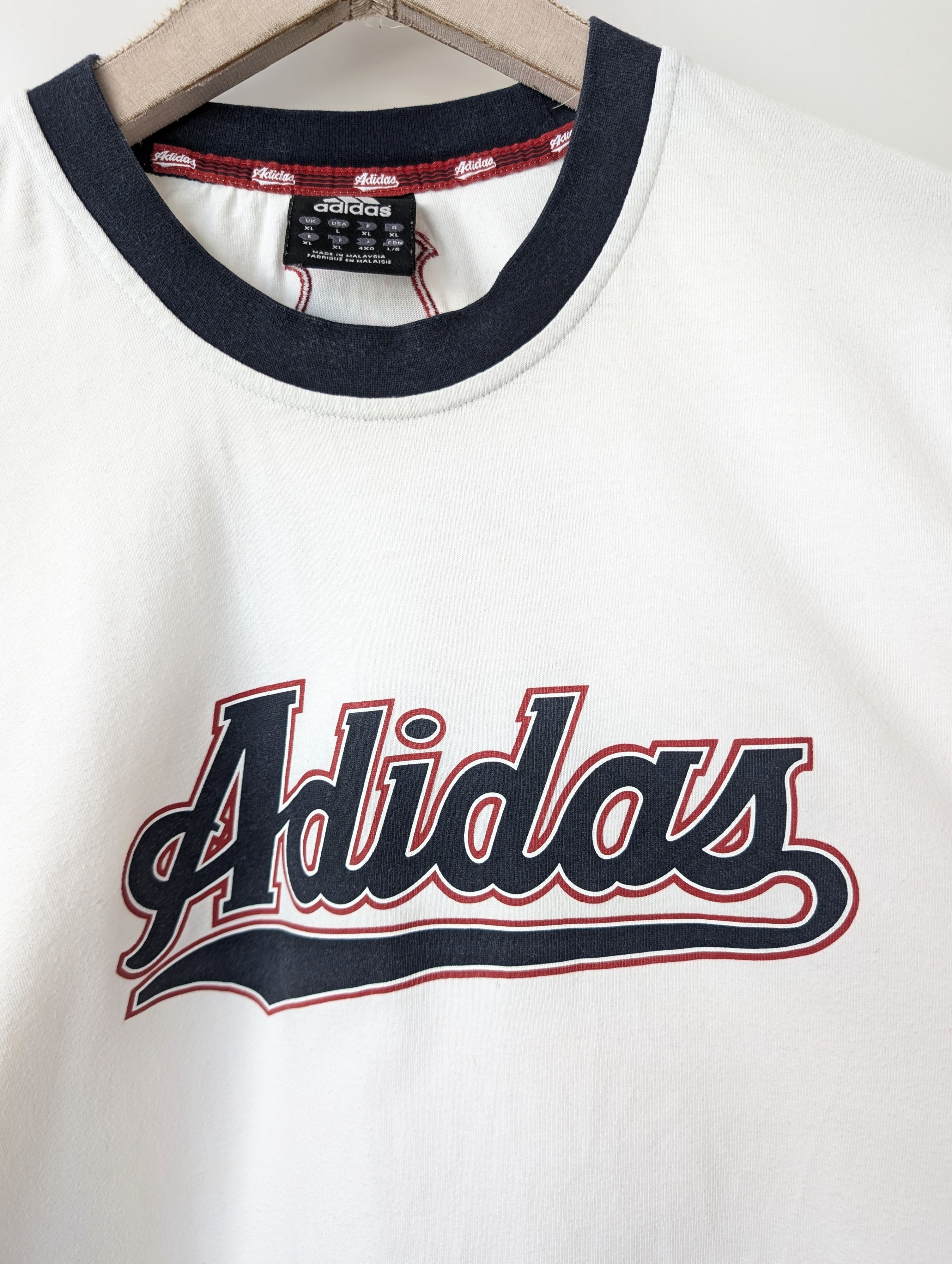 *Adidas* Shirt Y2K Logo Print Rot Blau (XL)