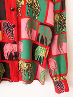 Lade das Bild in den Galerie-Viewer, *Escada* Seide Bluse Zebra 80s Print (S-M)
