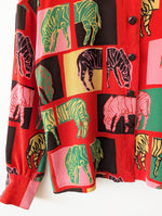 Lade das Bild in den Galerie-Viewer, *Escada* Seide Bluse Zebra 80s Print (S-M)
