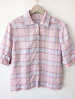 Lade das Bild in den Galerie-Viewer, *Leinen* Bluse Pastell Flieder Gingham (M)
