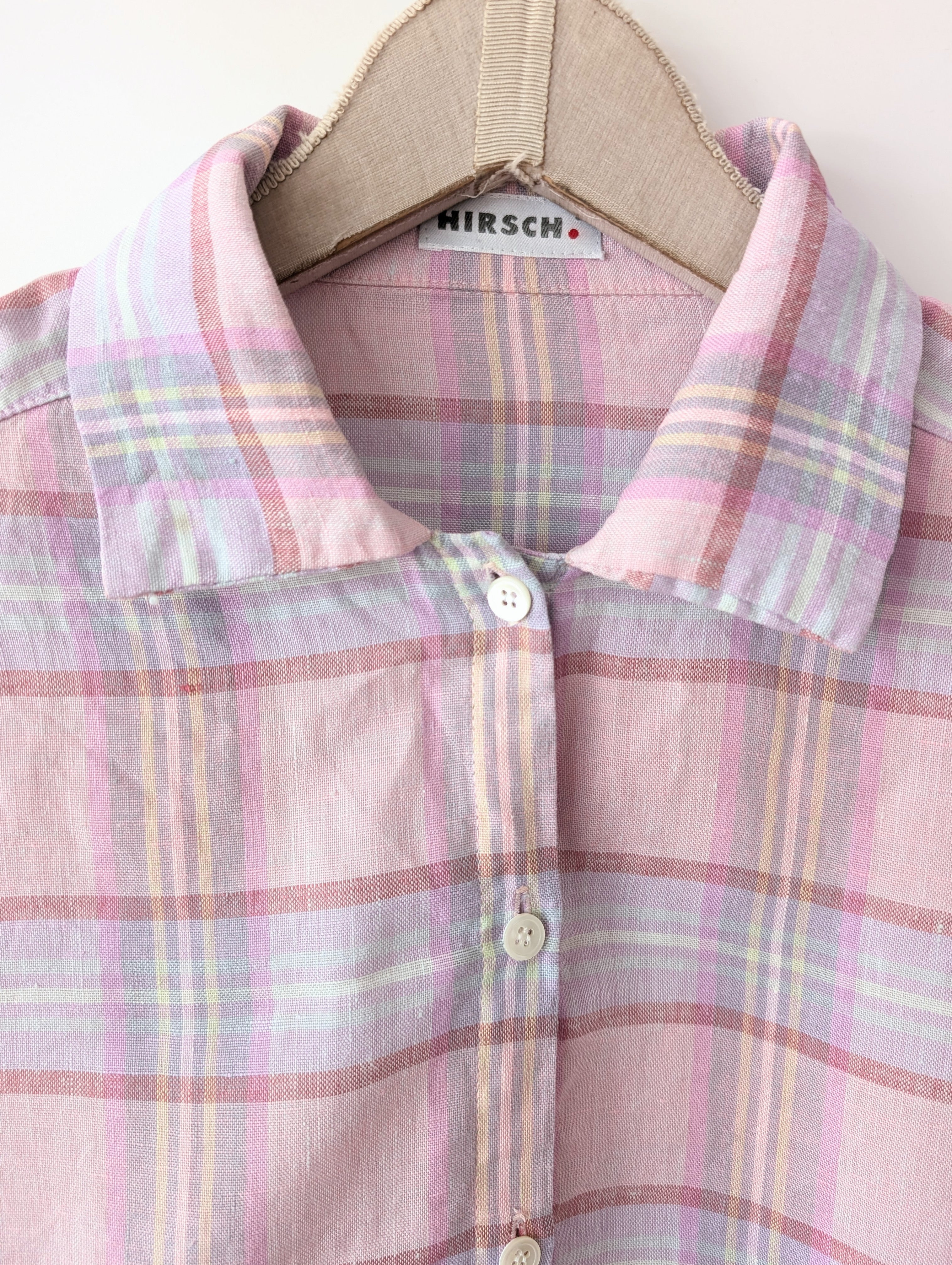 *Leinen* Bluse Pastell Flieder Gingham (M)