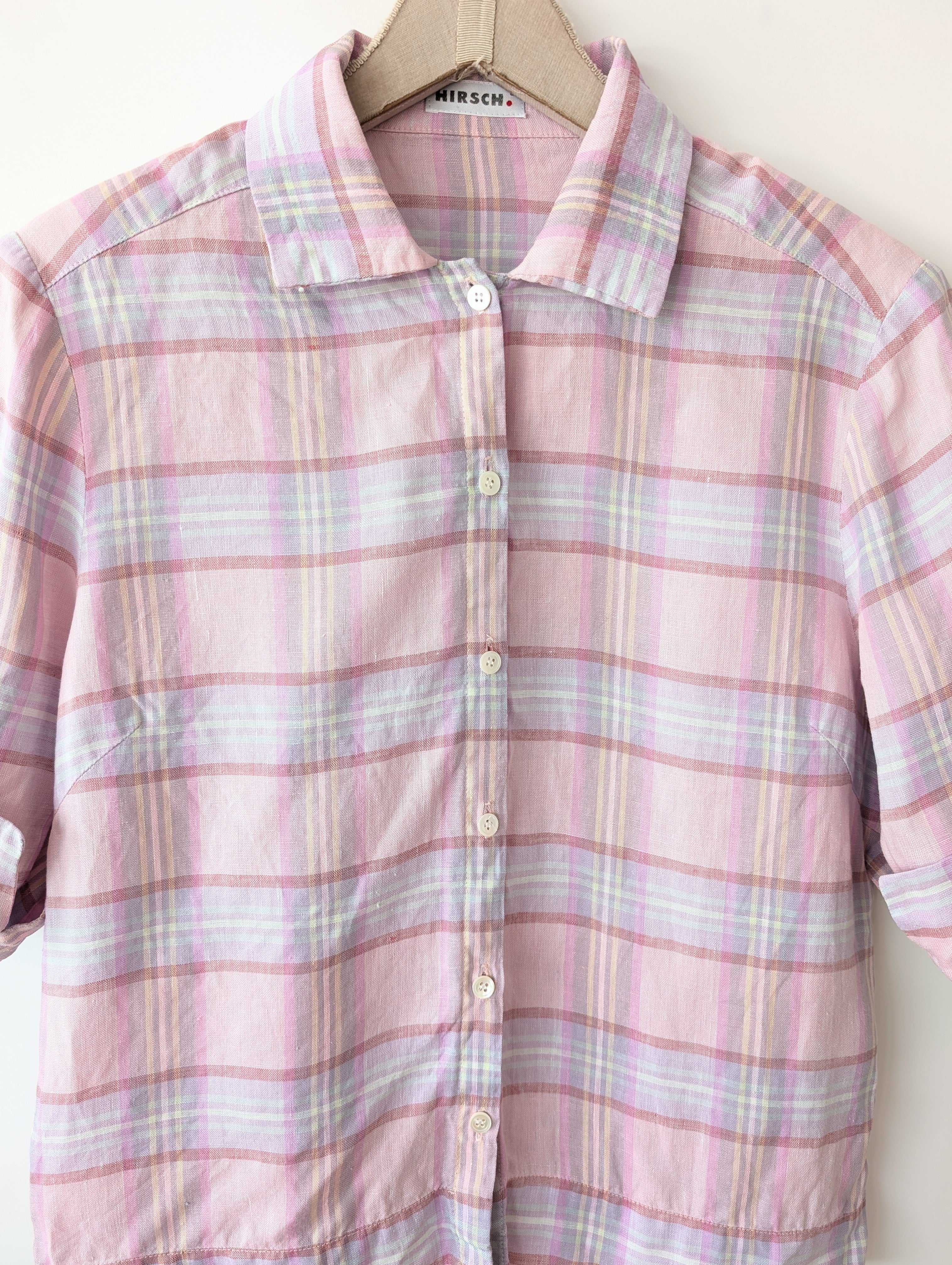 *Leinen* Bluse Pastell Flieder Gingham (M)