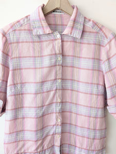 *Leinen* Bluse Pastell Flieder Gingham (M)