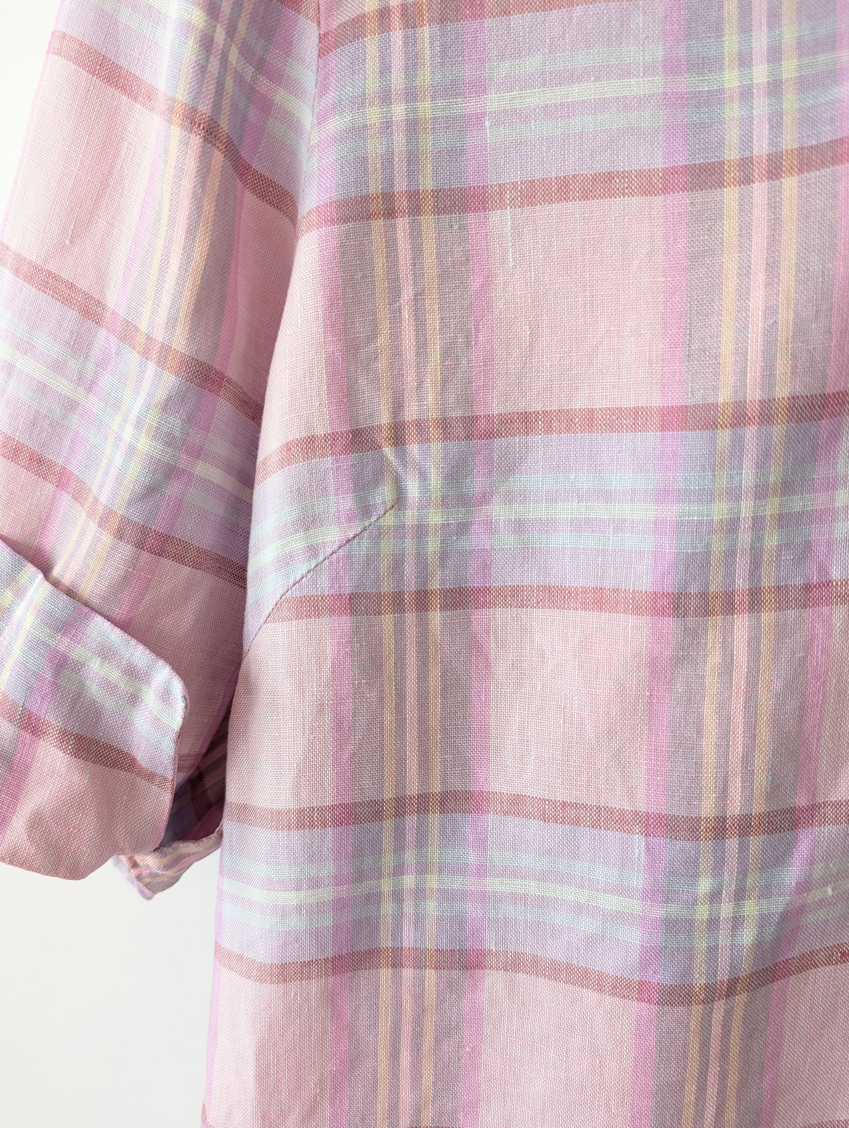 *Leinen* Bluse Pastell Flieder Gingham (M)