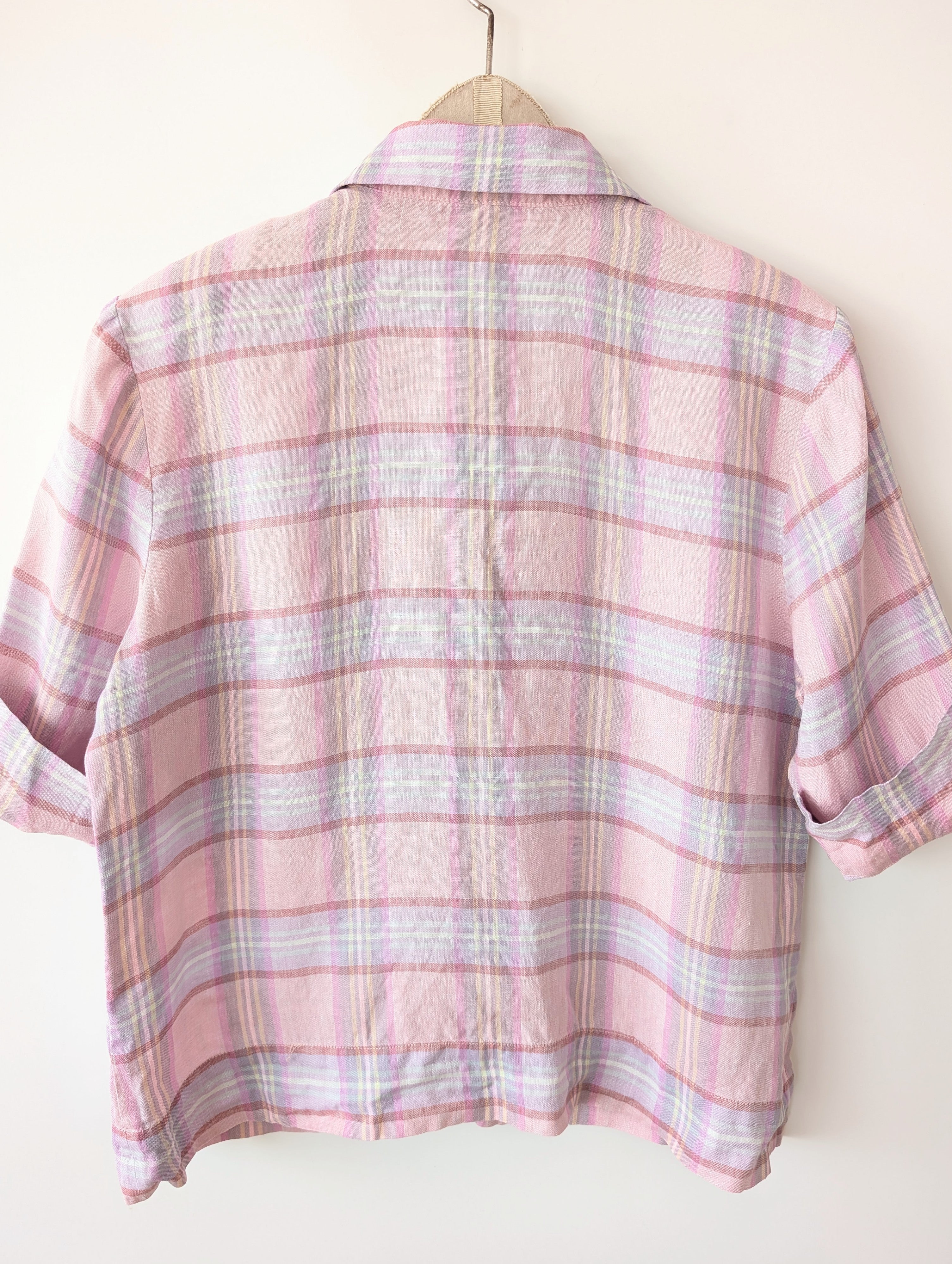 *Leinen* Bluse Pastell Flieder Gingham (M)