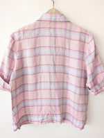 Lade das Bild in den Galerie-Viewer, *Leinen* Bluse Pastell Flieder Gingham (M)
