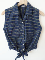 Lade das Bild in den Galerie-Viewer, Bluse Cropped Bohemian Print Blau (S)
