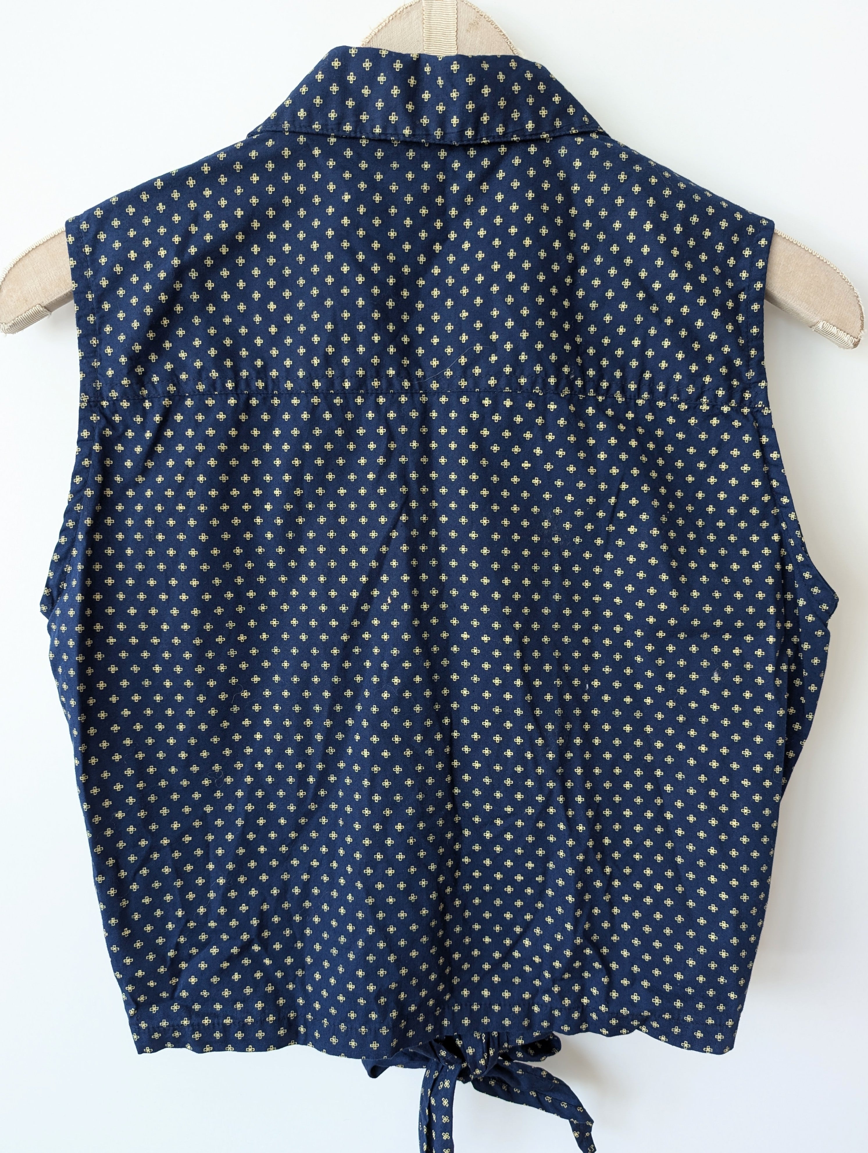 Bluse Cropped Bohemian Print Blau (S)