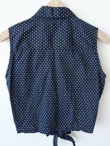Bluse Cropped Bohemian Print Blau (S)