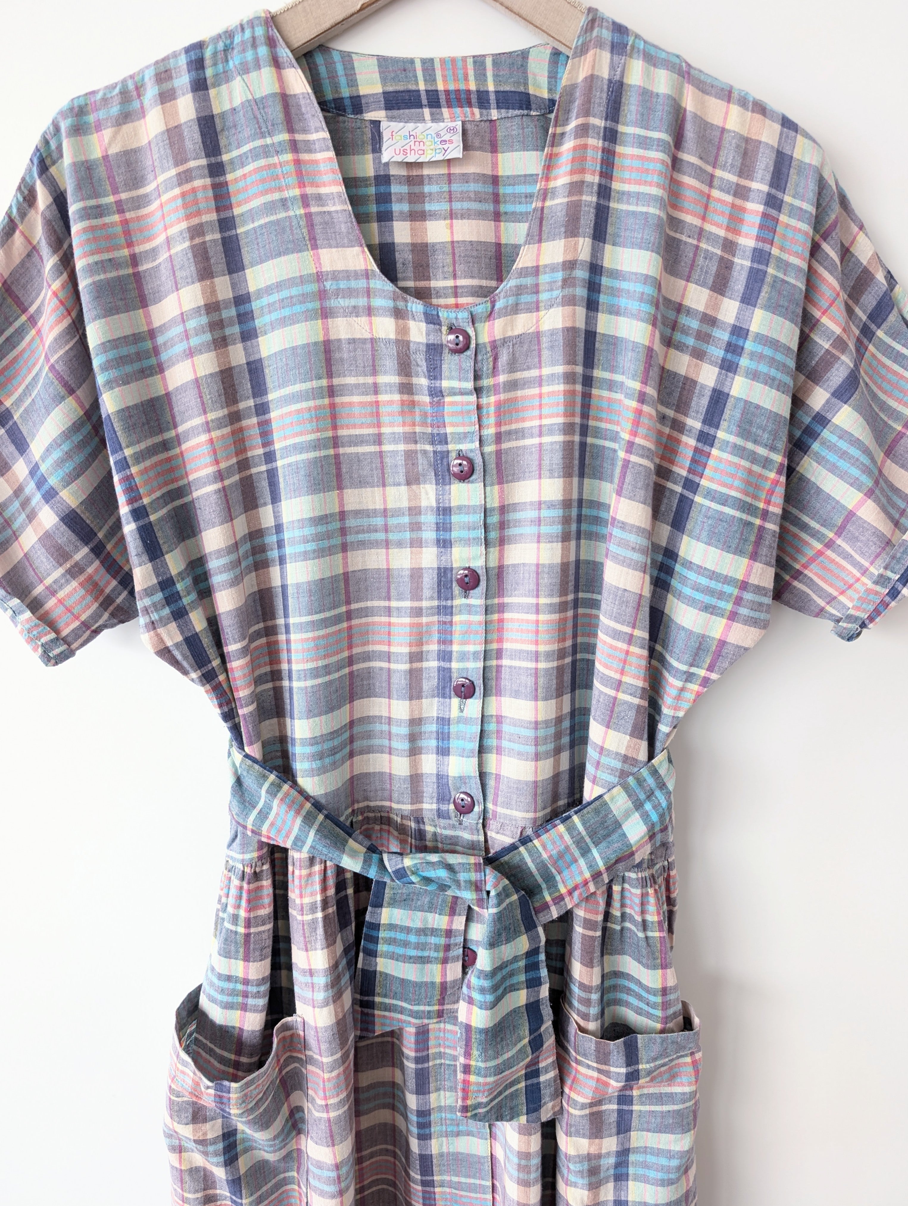 Kleid 90s Karo Pastell Gingham (M-L)