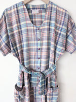 Lade das Bild in den Galerie-Viewer, Kleid 90s Karo Pastell Gingham (M-L)
