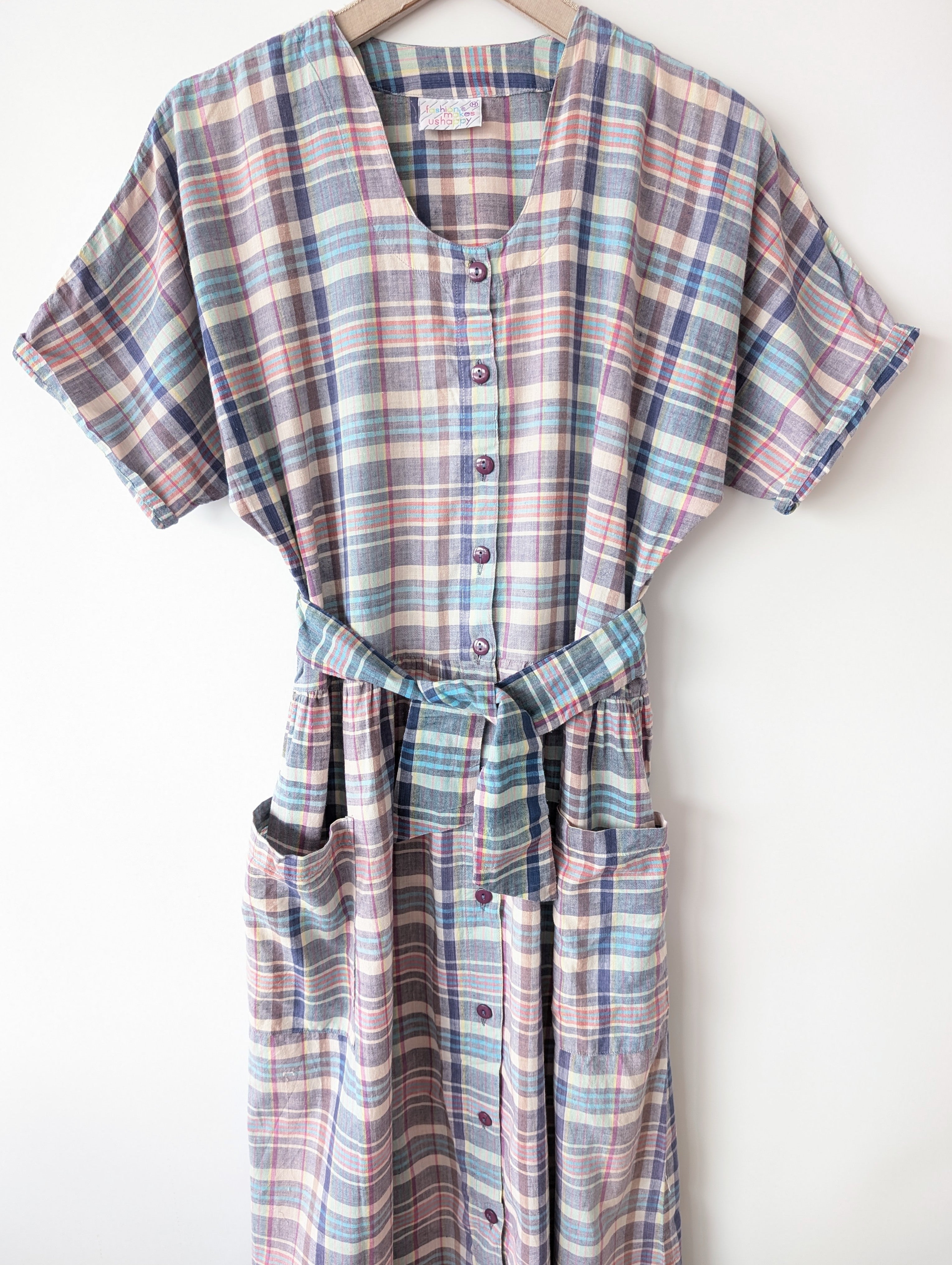 Kleid 90s Karo Pastell Gingham (M-L)