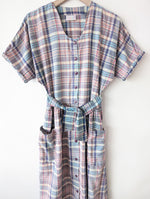 Lade das Bild in den Galerie-Viewer, Kleid 90s Karo Pastell Gingham (M-L)
