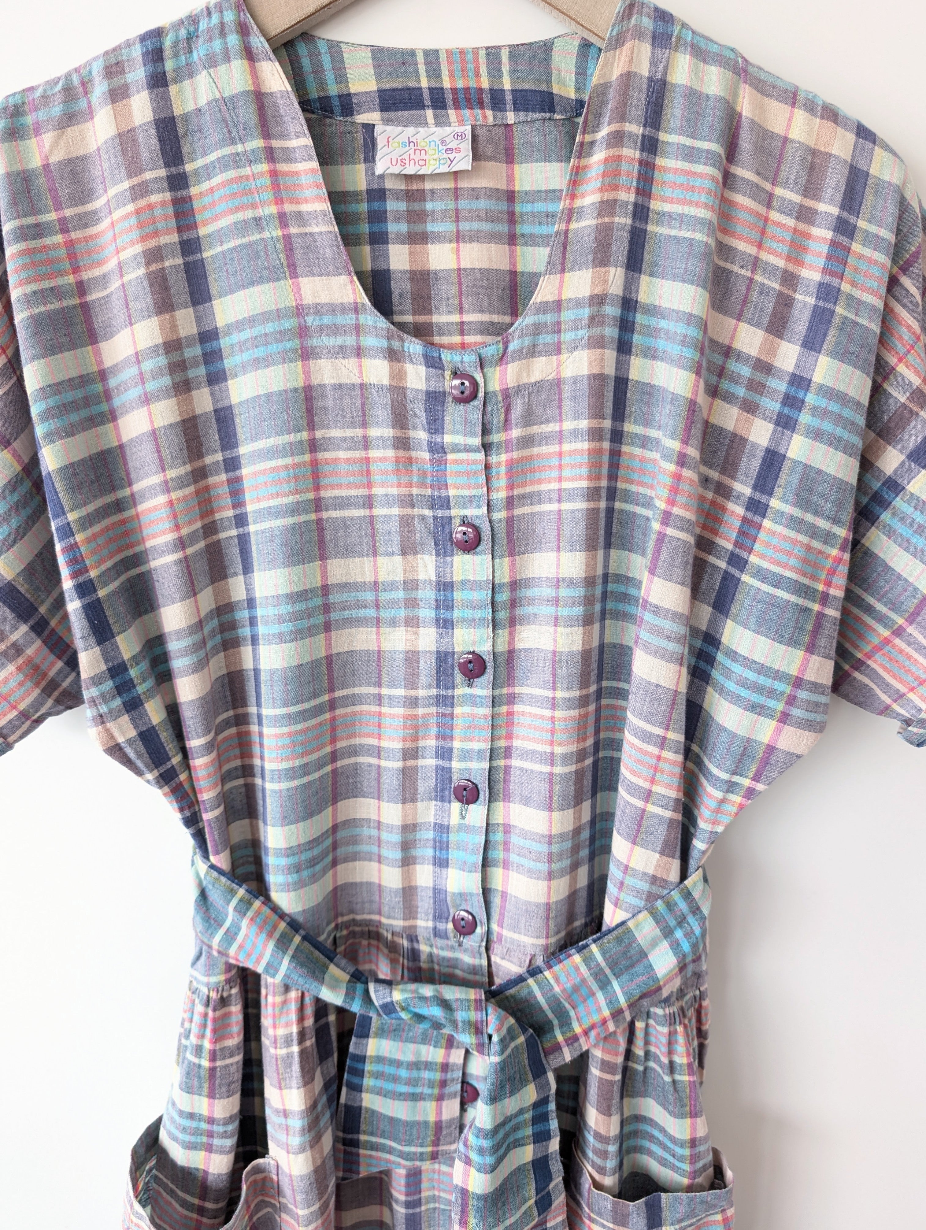 Kleid 90s Karo Pastell Gingham (M-L)