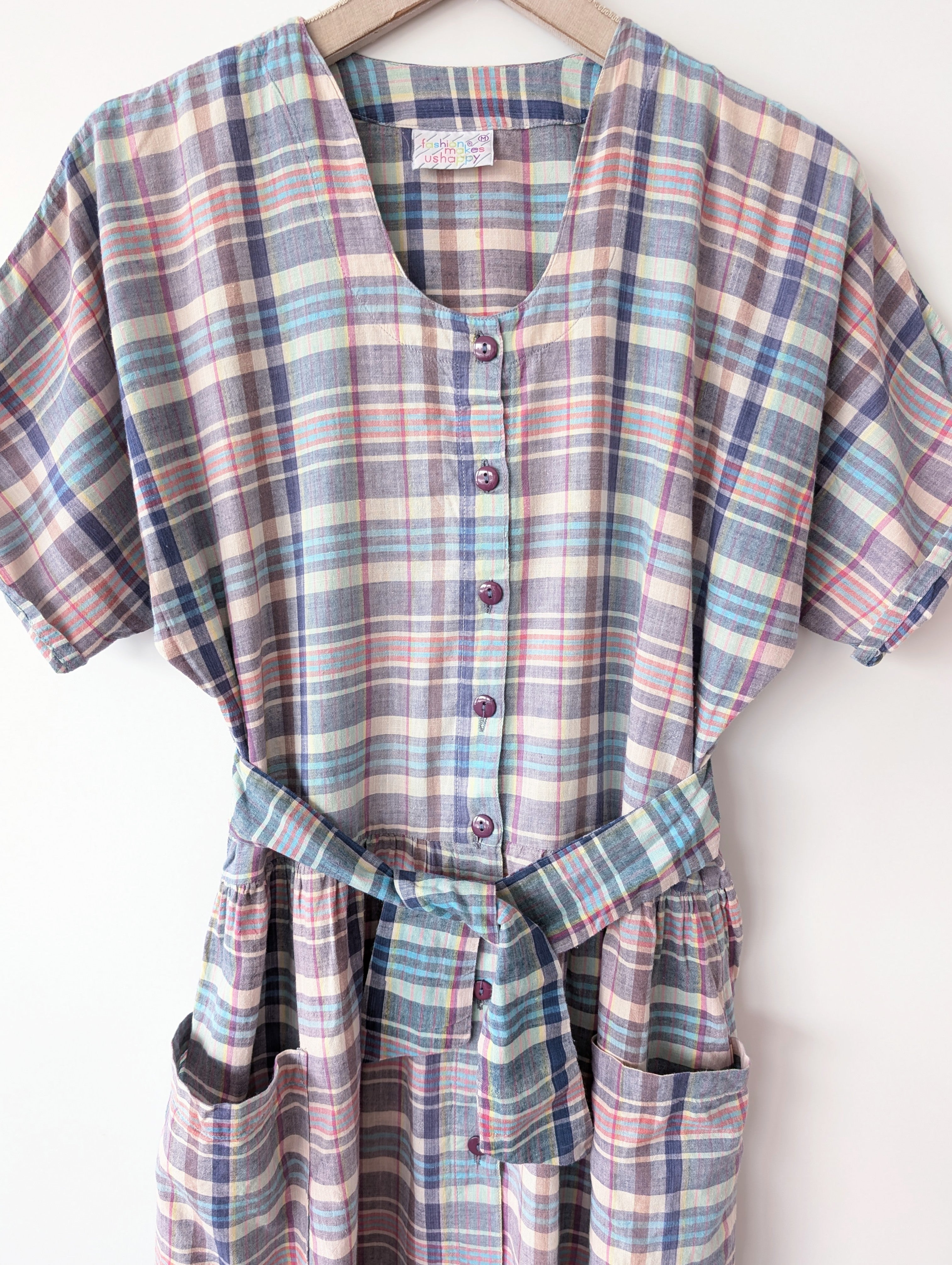 Kleid 90s Karo Pastell Gingham (M-L)