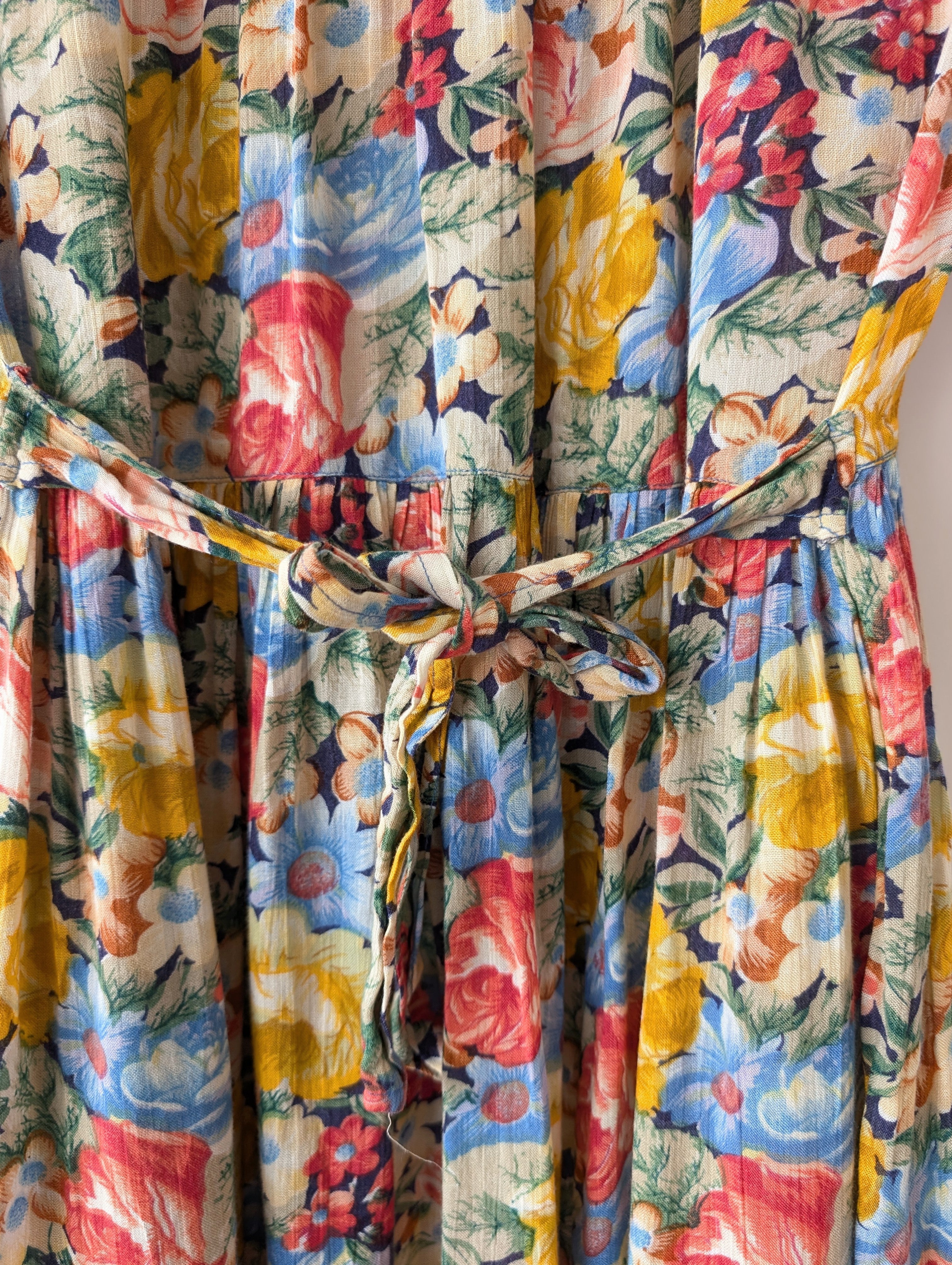 Kleid 80s Wildblumen Sommer Print (M-L)
