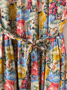 Kleid 80s Wildblumen Sommer Print (M-L)