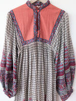 Lade das Bild in den Galerie-Viewer, Kleid 70s Bohemian Print Ballonärmel (M)
