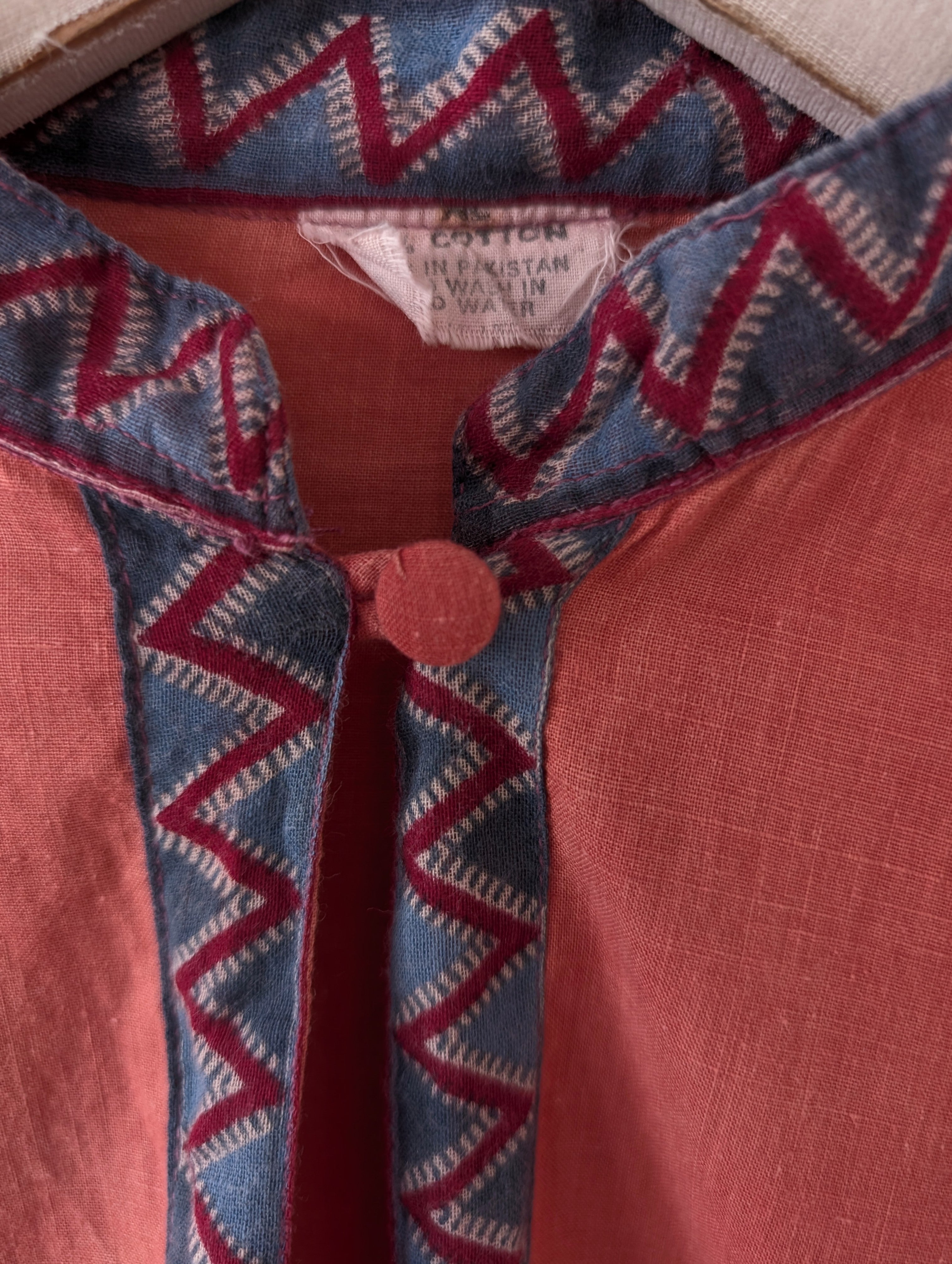Kleid 70s Bohemian Print Ballonärmel (M)