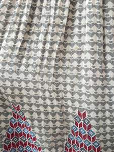 Kleid 70s Bohemian Print Ballonärmel (M)