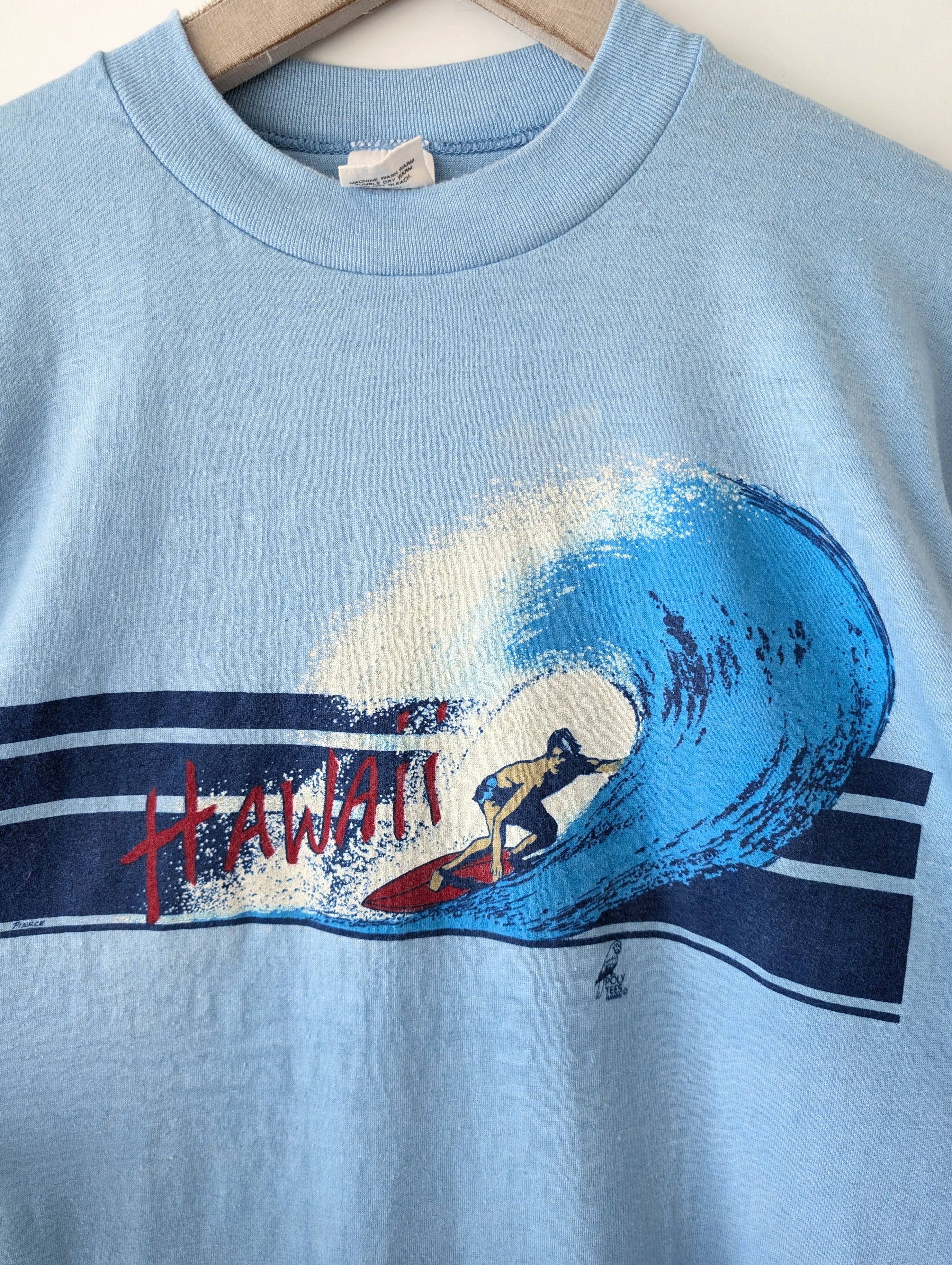Shirt Hawaii Surf Print Blau Singlestichted (L)