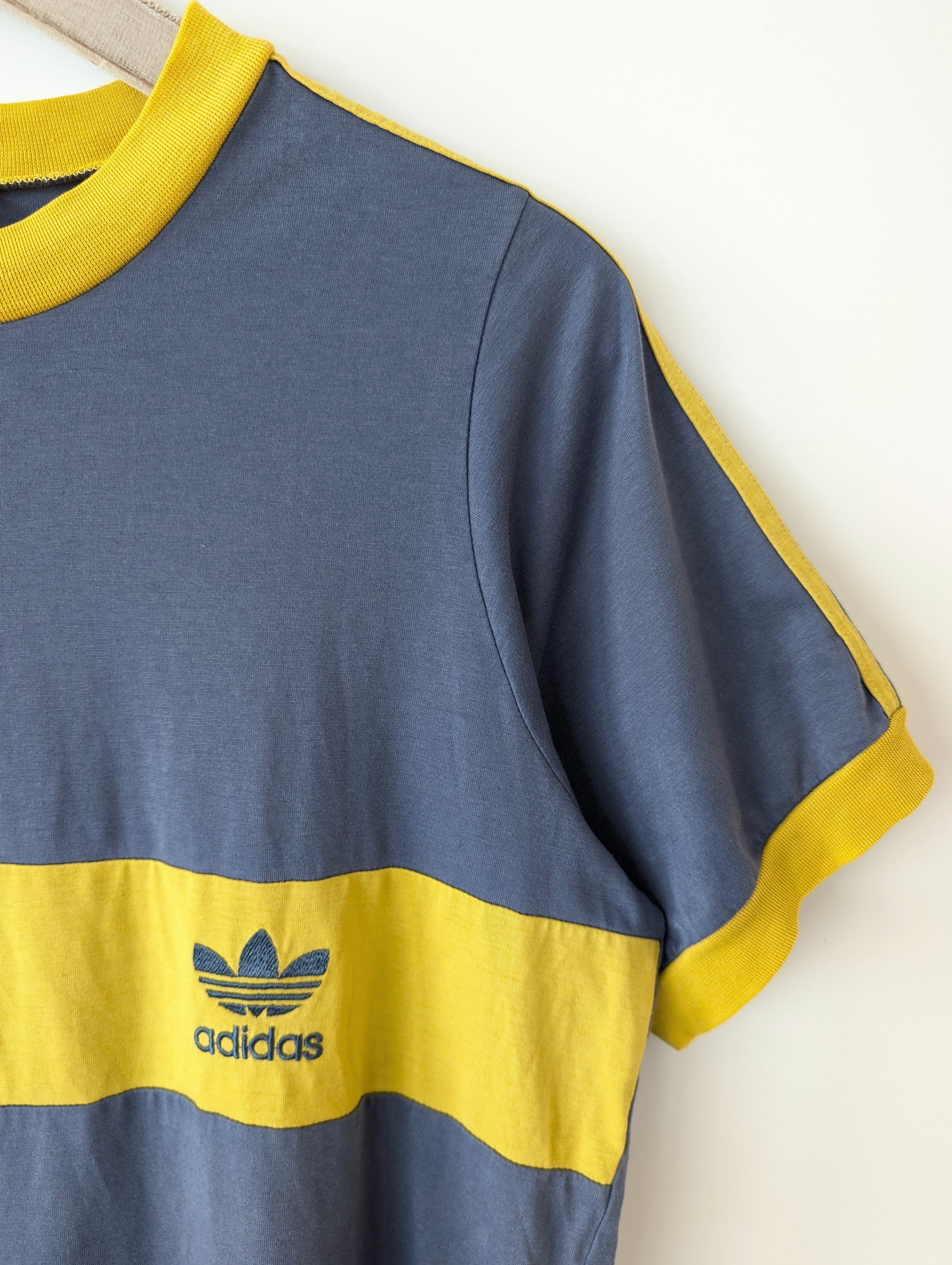 *Adidas* Ringer Shirt Blaugrau Gelb (L) das