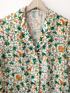*Kupferseide* Bluse Safari Print Handmade (XL)