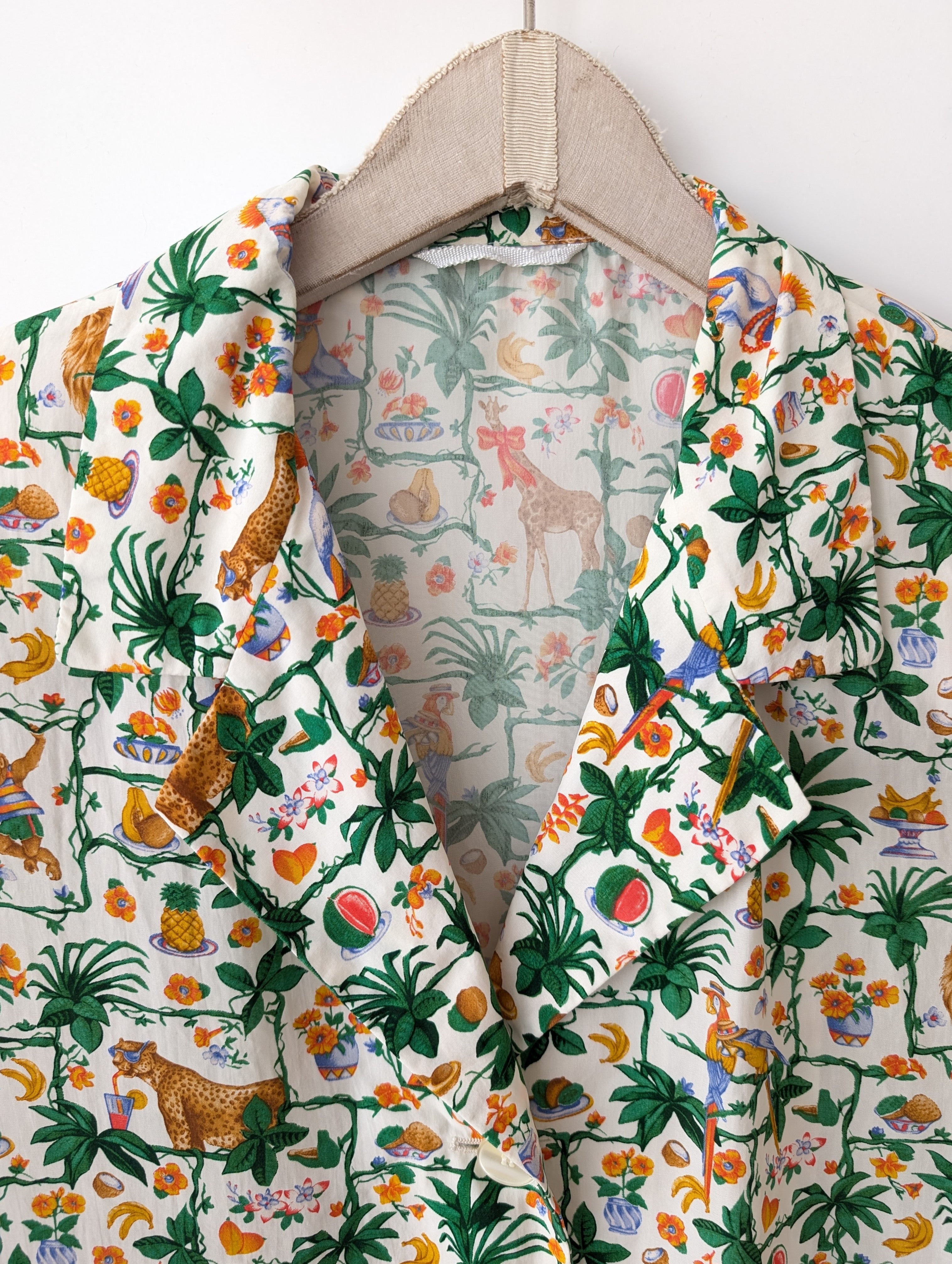 *Kupferseide* Bluse Safari Print Handmade (XL)