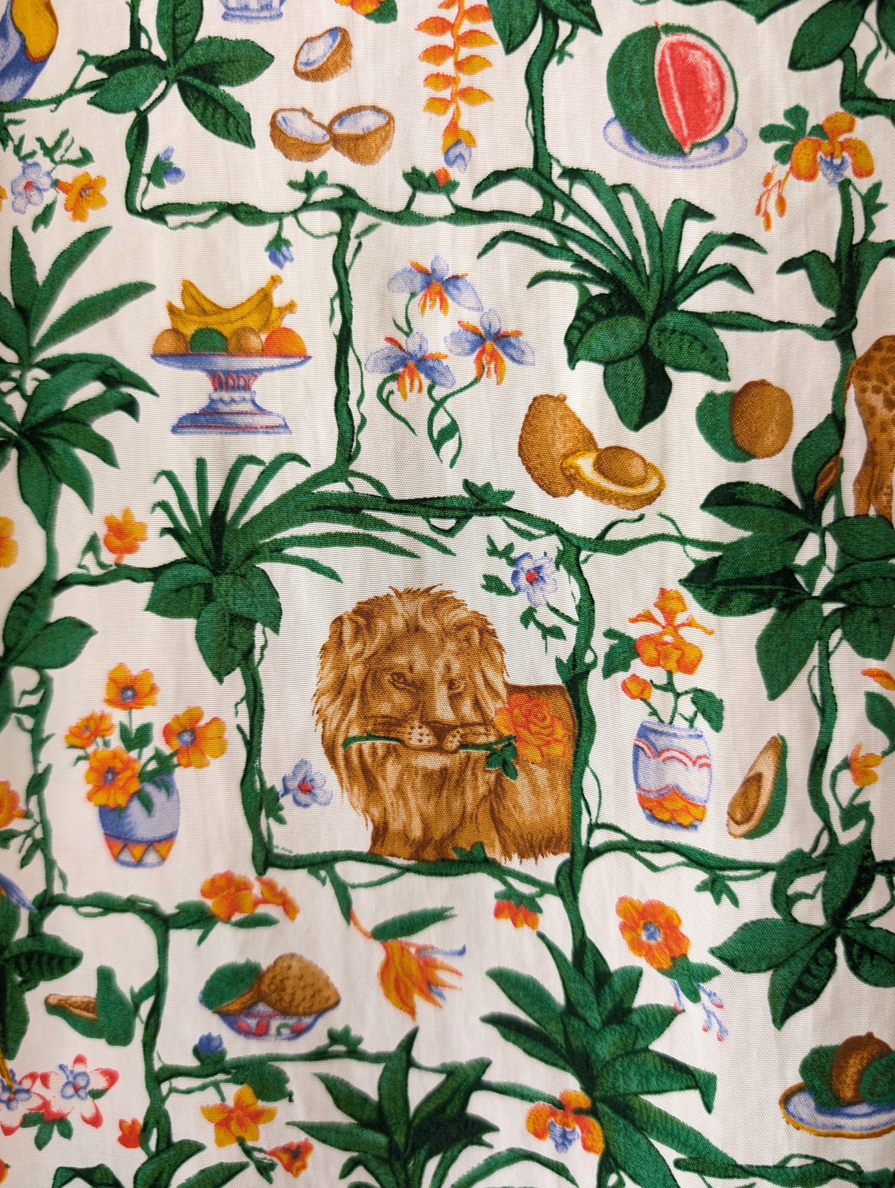 *Kupferseide* Bluse Safari Print Handmade (XL)