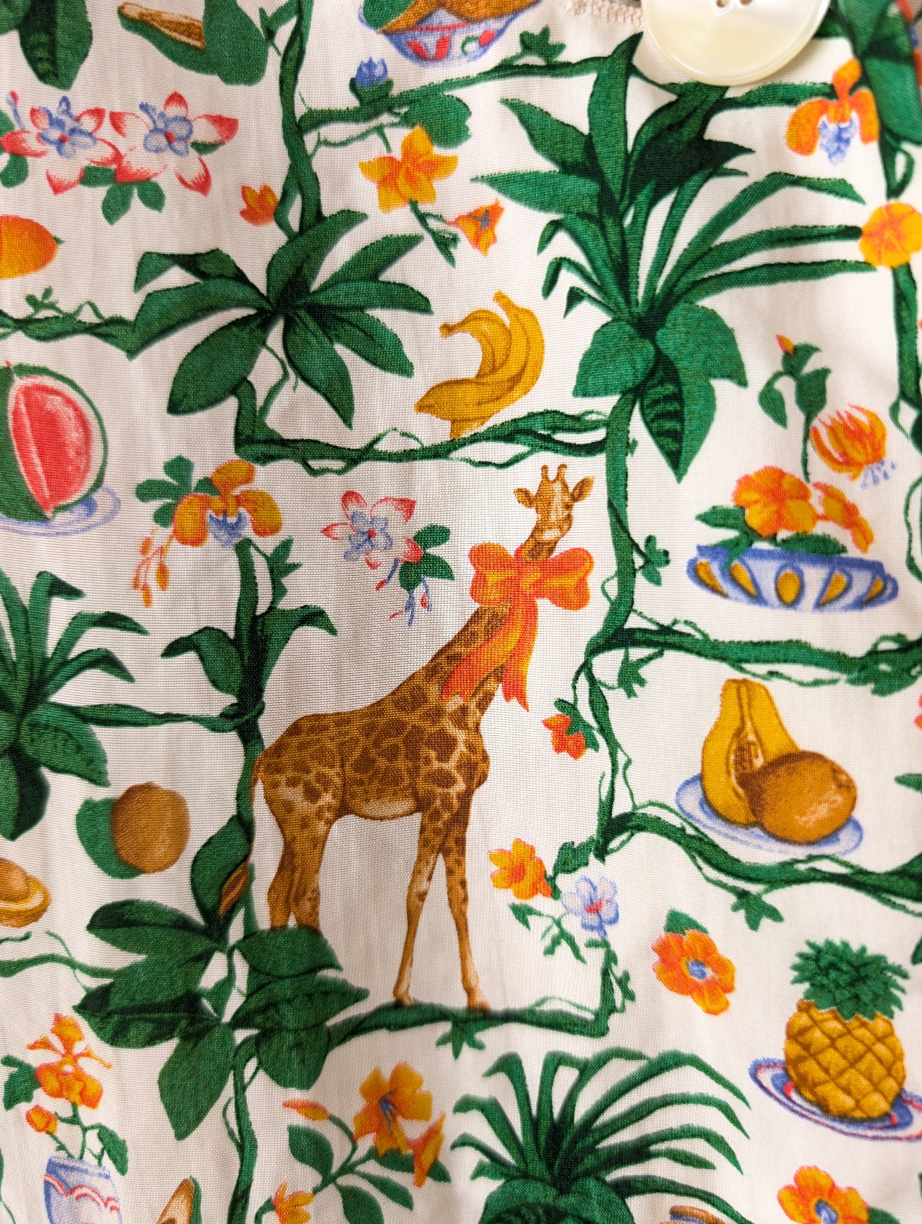 *Kupferseide* Bluse Safari Print Handmade (XL)