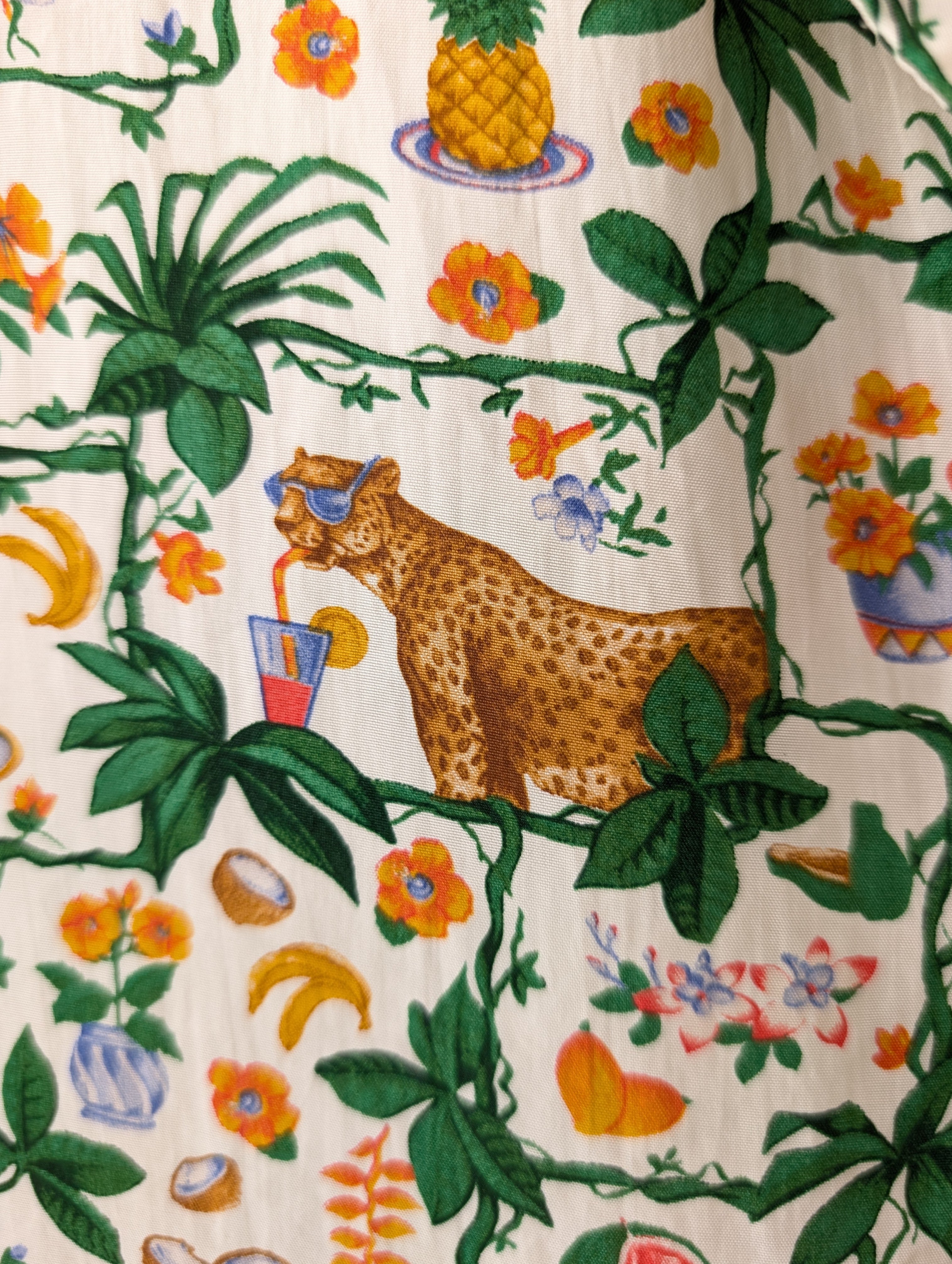*Kupferseide* Bluse Safari Print Handmade (XL)