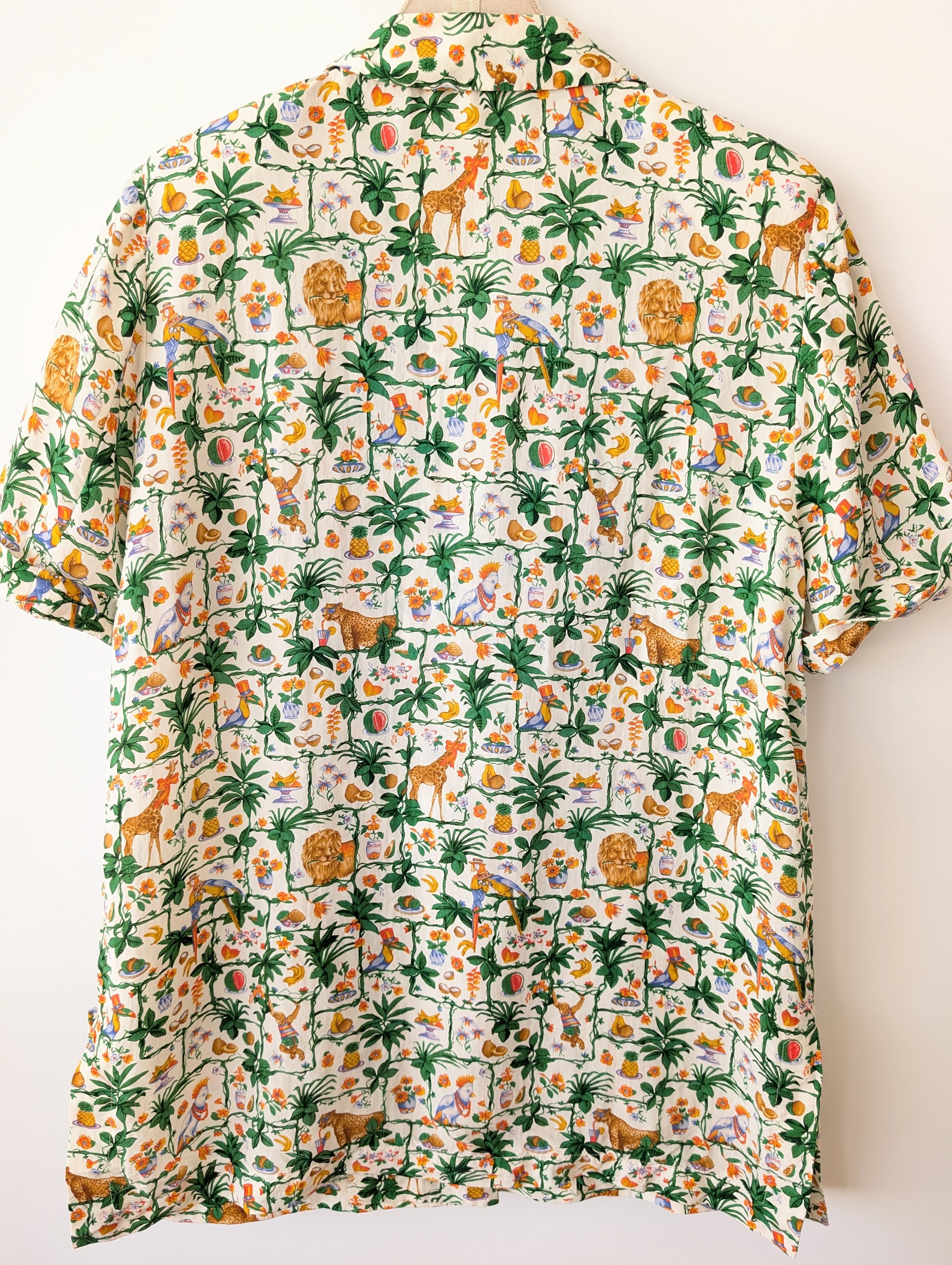 *Kupferseide* Bluse Safari Print Handmade (XL)