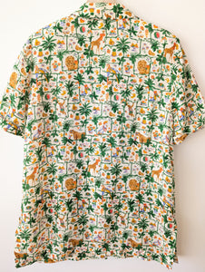 *Kupferseide* Bluse Safari Print Handmade (XL)