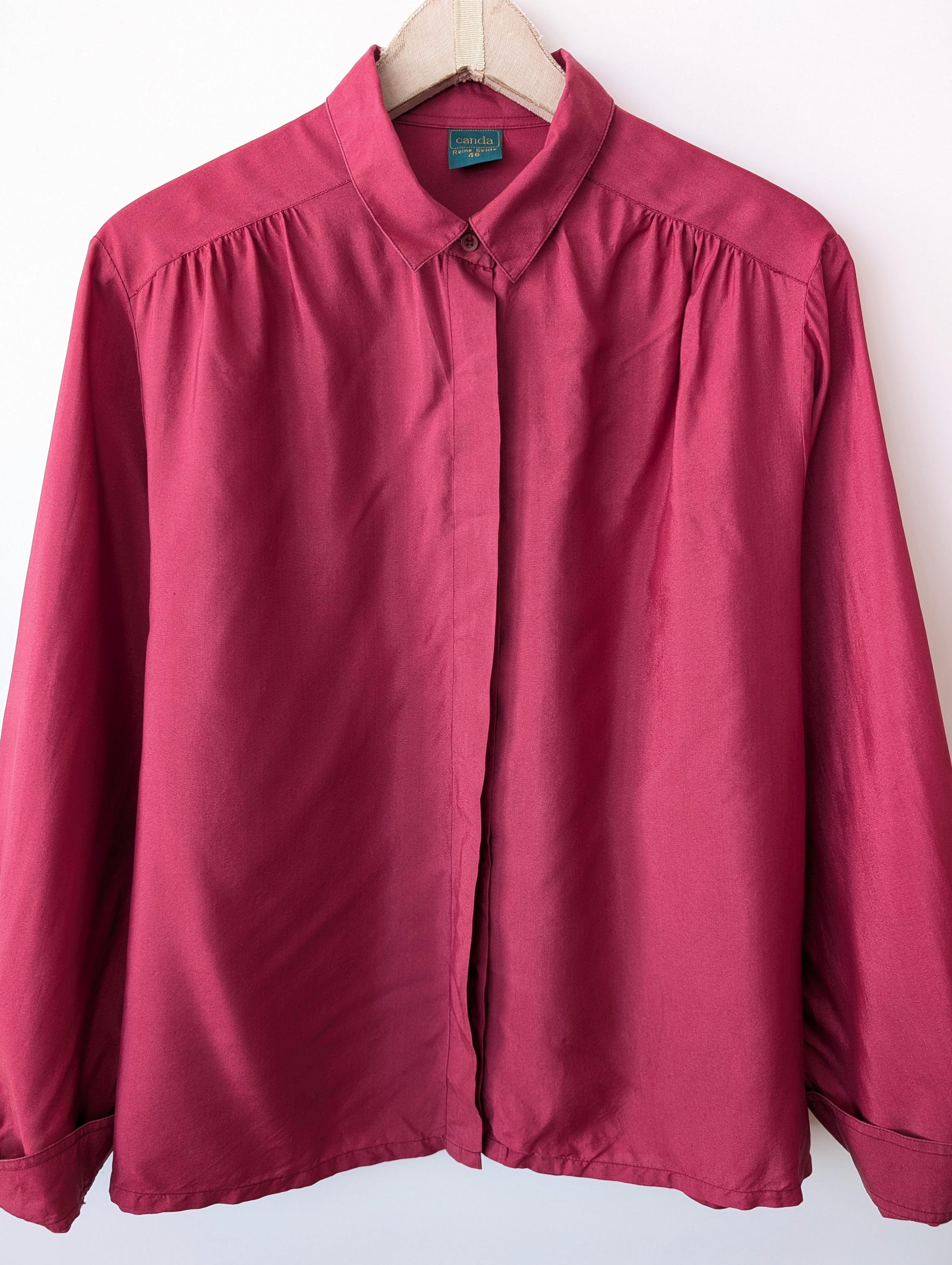 *Seide* Bluse Premium Basic Kirschrot (XL)