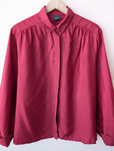 *Seide* Bluse Premium Basic Kirschrot (XL)
