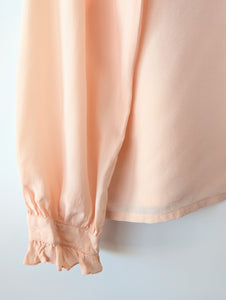*Seide* Bluse Basic Rüschen Pastell Peach (L)