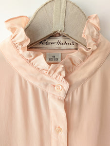 *Seide* Bluse Basic Rüschen Pastell Peach (L)