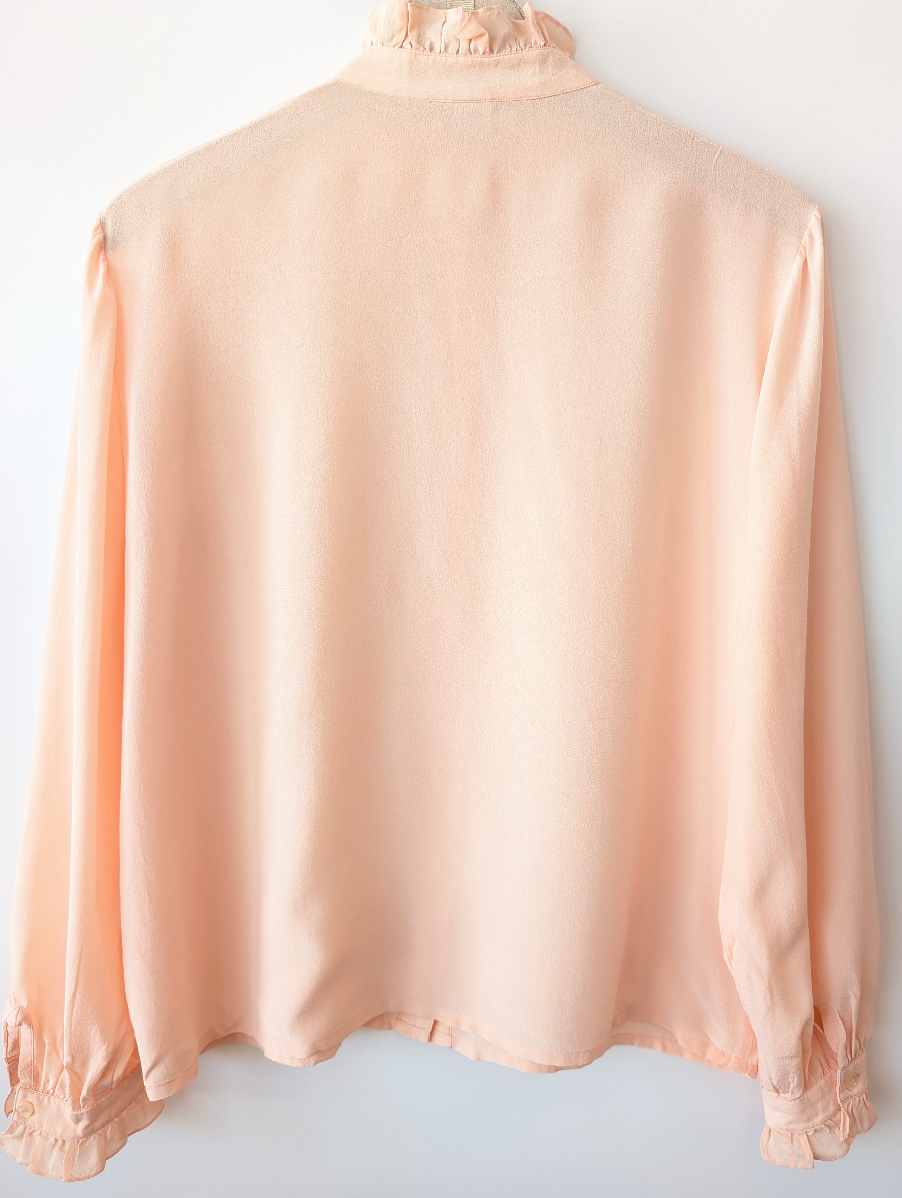 *Seide* Bluse Basic Rüschen Pastell Peach (L)