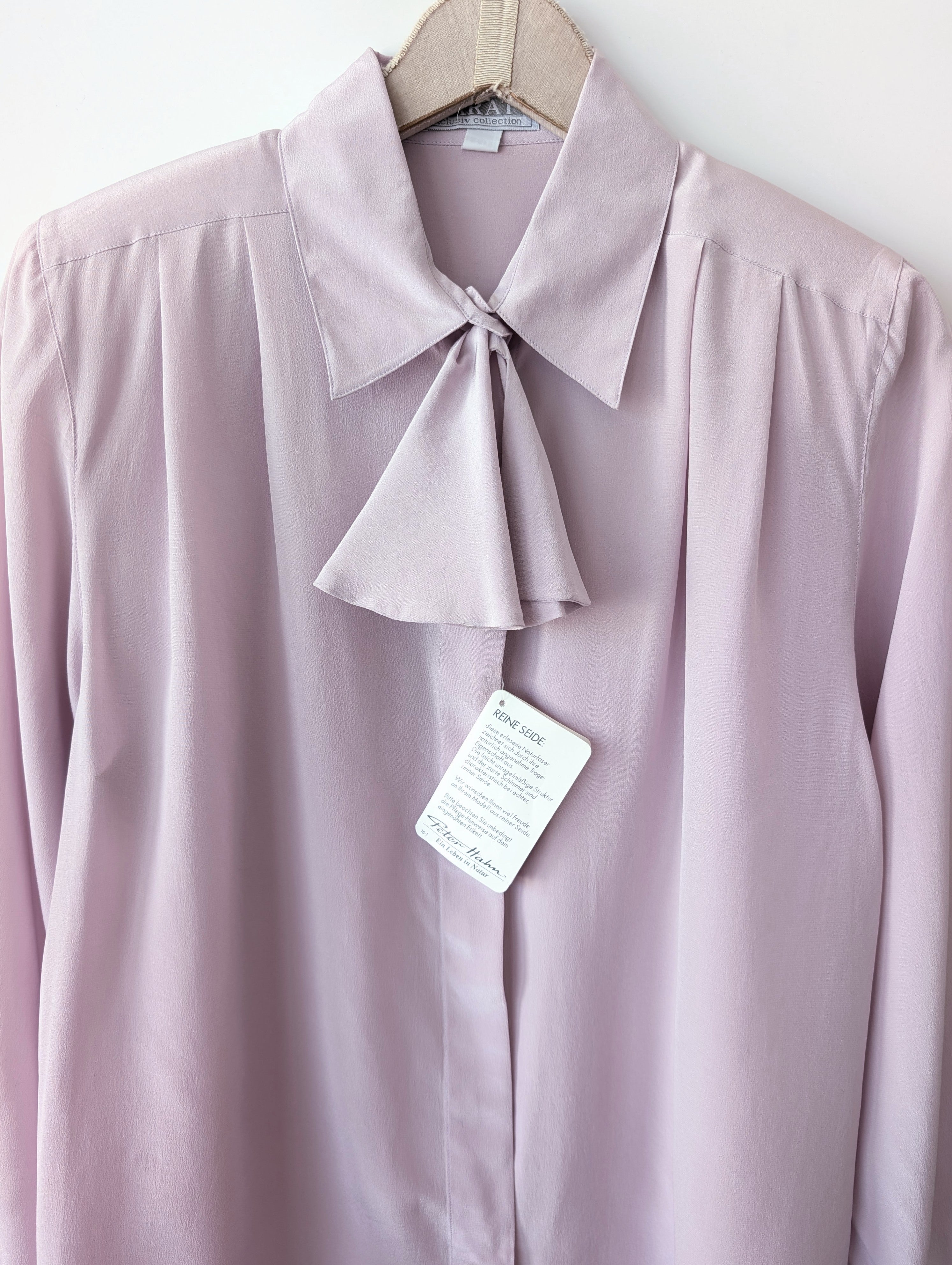 *Seide* RARE Bluse Basic Rüschen Flieder (M)
