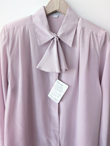 *Seide* RARE Bluse Basic Rüschen Flieder (M)