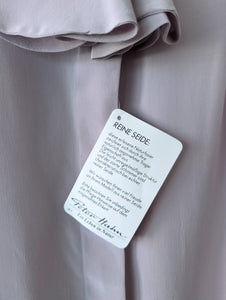 *Seide* RARE Bluse Basic Rüschen Flieder (M)