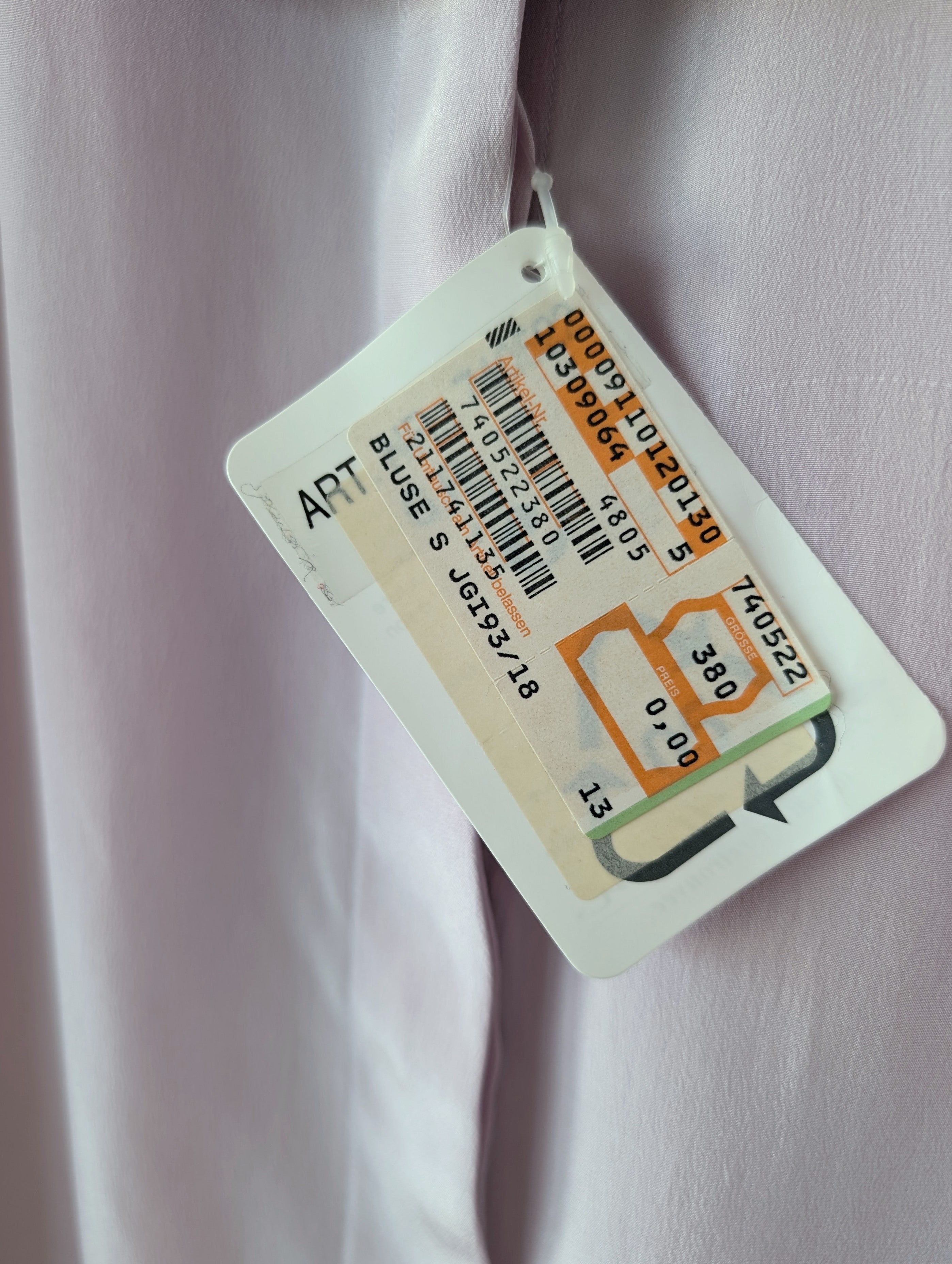 *Seide* RARE Bluse Basic Rüschen Flieder (M)