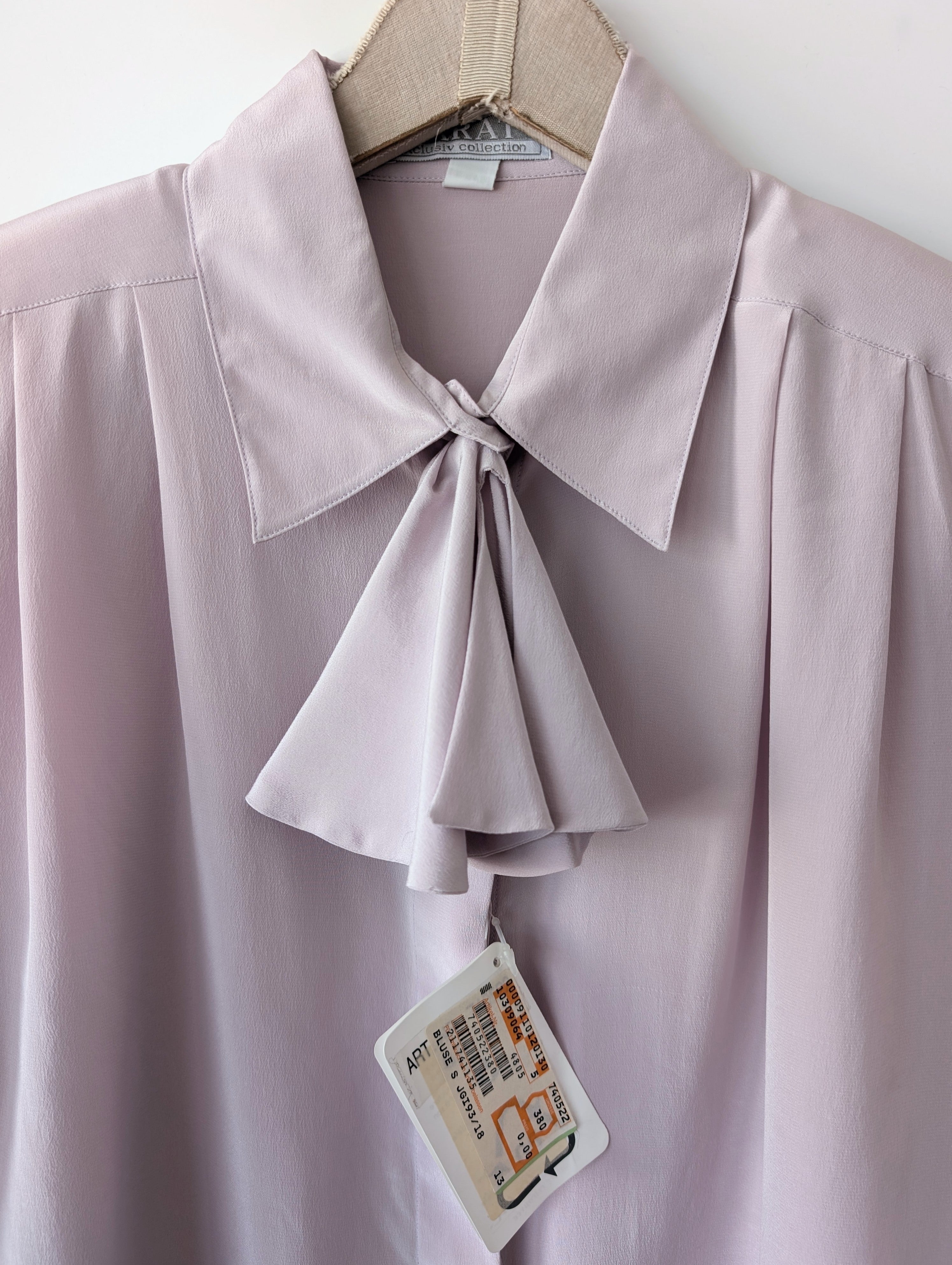 *Seide* RARE Bluse Basic Rüschen Flieder (M)