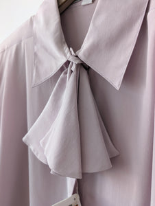 *Seide* RARE Bluse Basic Rüschen Flieder (M)