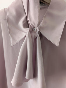 *Seide* RARE Bluse Basic Rüschen Flieder (M)